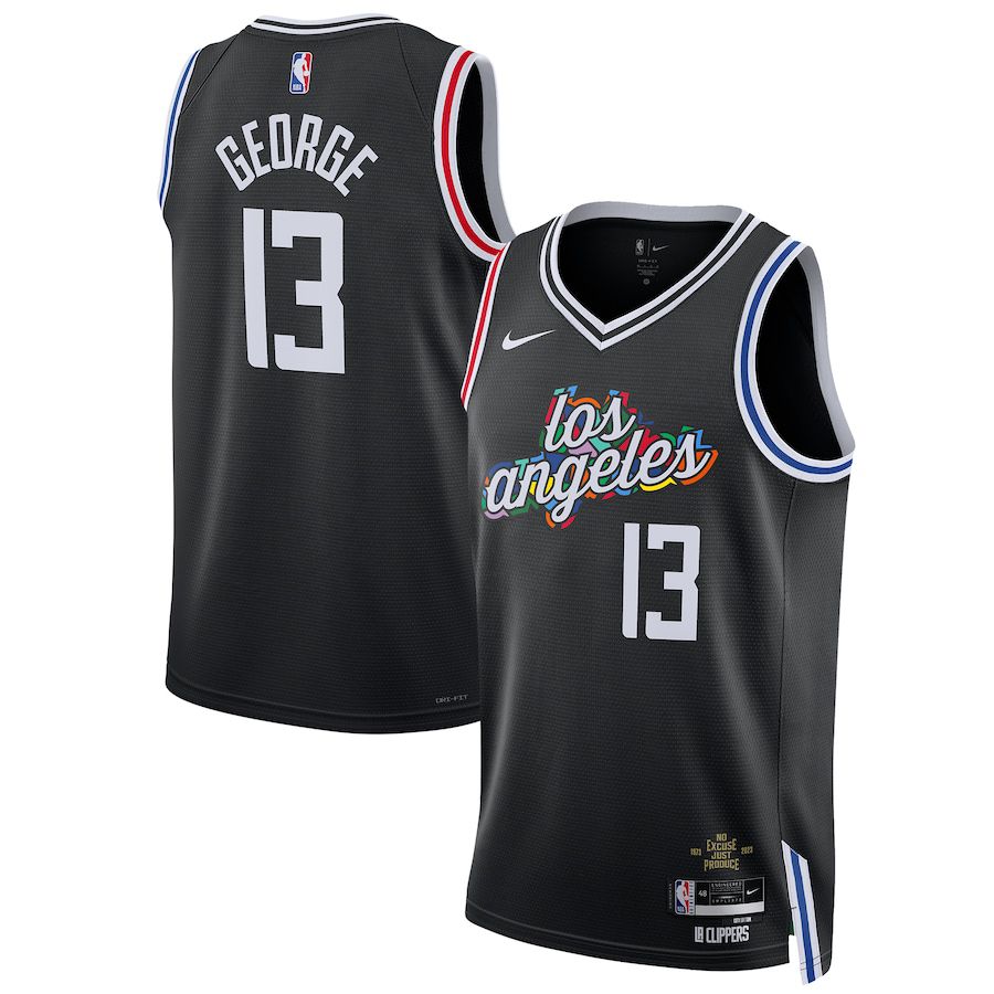 Men Los Angeles Clippers 13 Paul George Nike Black City Edition 2022-23 Swingman NBA Jersey